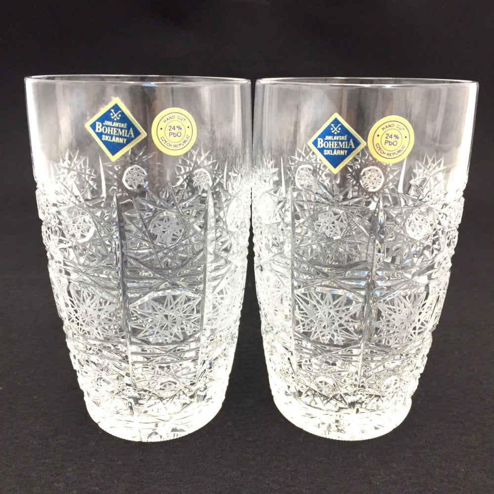 Bohemian glass (ボヘミアングラス) グラス JIHLAVSKE BOHEMIA SKLARNY　ボヘミア タンブラー　2コセット 未使用品