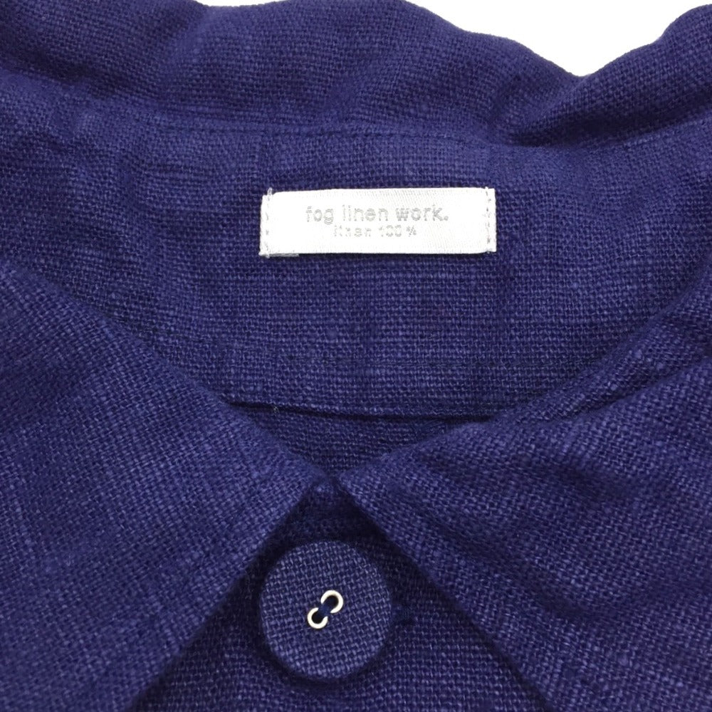 fog linen work (フォグリネンワーク) ステンカラーコート リネンロングコート　ネイビー　C85516