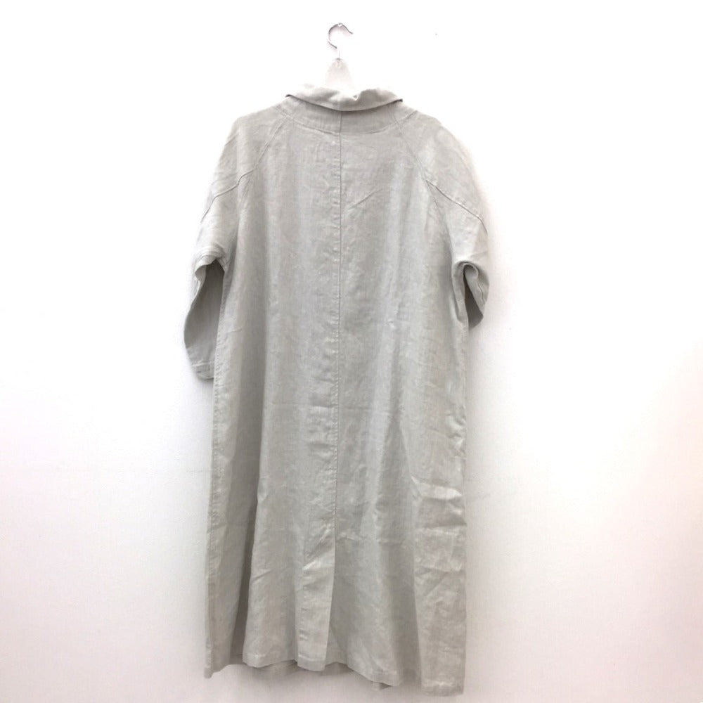 fog linen work (フォグリネンワーク) ステンカラーコート fog linen work　リネンロングコート　ライトグレー　C85516 美品