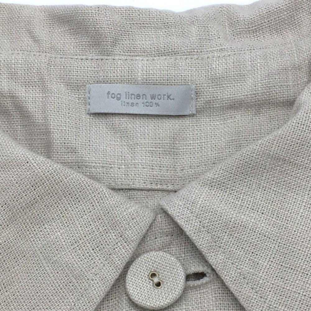 fog linen work (フォグリネンワーク) ステンカラーコート fog linen work　リネンロングコート　ライトグレー　C85516 美品