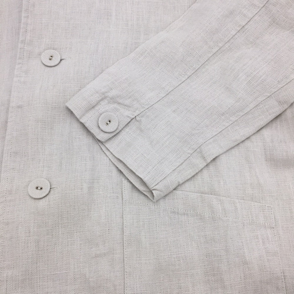 fog linen work (フォグリネンワーク) ステンカラーコート fog linen work　リネンロングコート　ライトグレー　C85516 美品