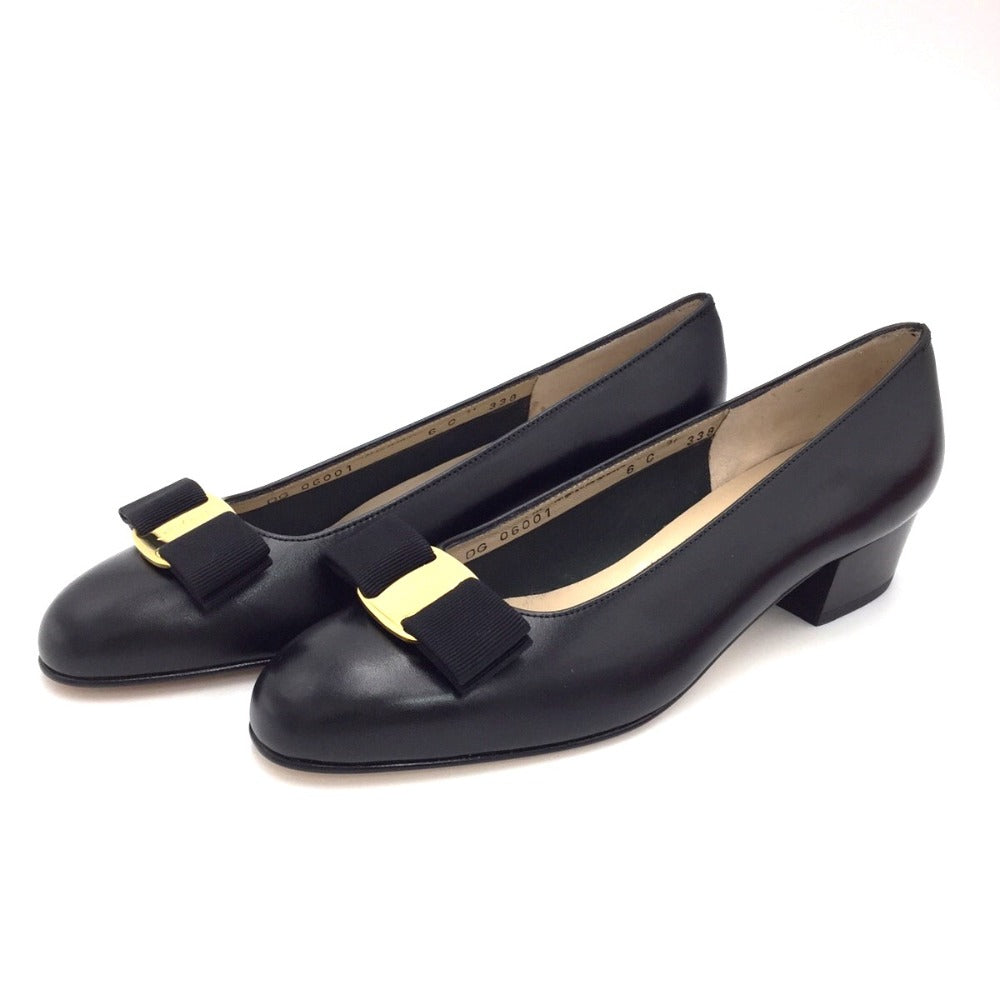 Salvatore Ferragamo (サルヴァトーレフェラガモ) パンプス Salvatore Feragamo　VARA リボンパンプス　ブラック　6　23.0cm　338 長さ24cm 未使用品