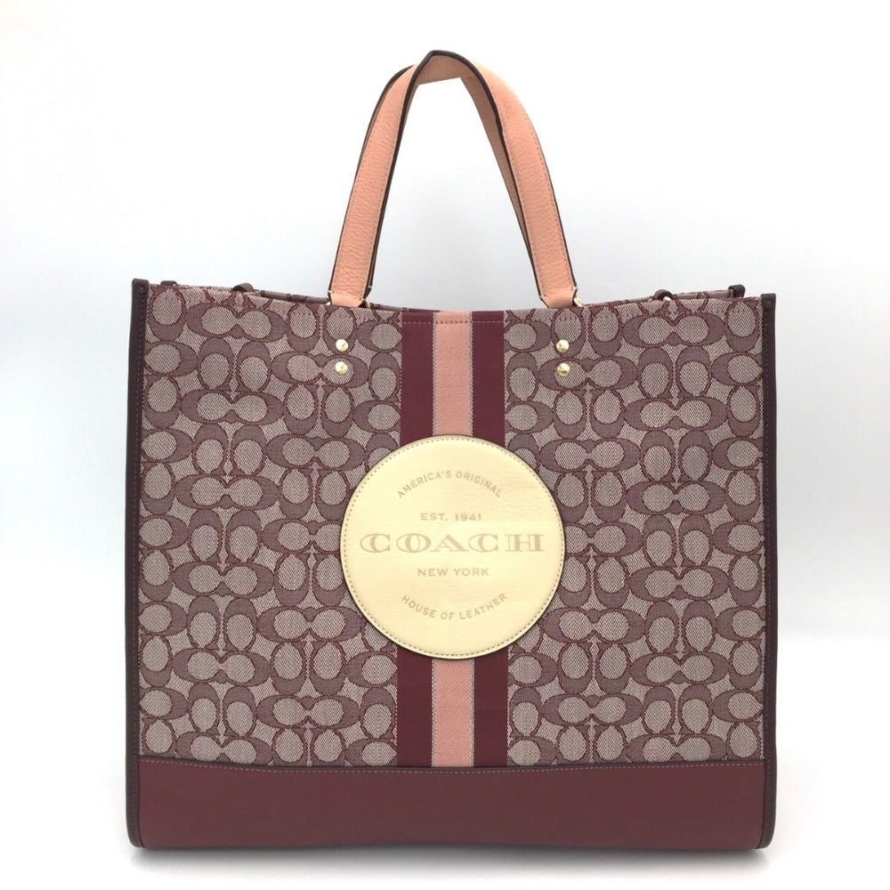 COACH (コーチ) トートバッグ COACH　デプシー2wayトートバッグ40　シグネチャージャガード ウィズ ストライプ＆コーチパッチ　C8418 美品