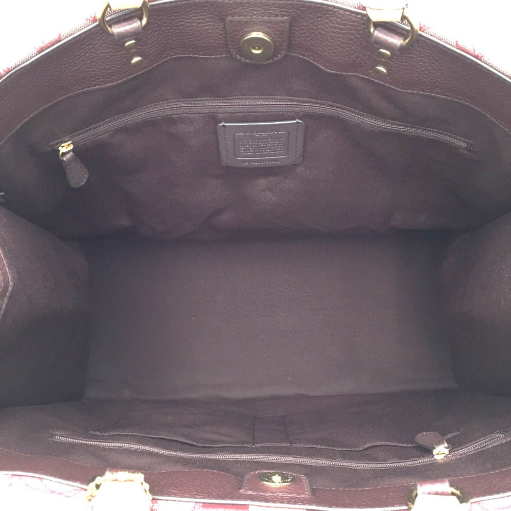 COACH (コーチ) トートバッグ COACH　デプシー2wayトートバッグ40　シグネチャージャガード ウィズ ストライプ＆コーチパッチ　C8418 美品