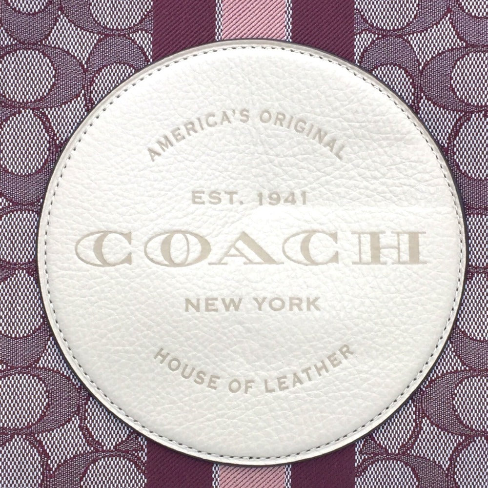 COACH (コーチ) トートバッグ COACH　デプシー2wayトートバッグ40　シグネチャージャガード ウィズ ストライプ＆コーチパッチ　C8418 美品