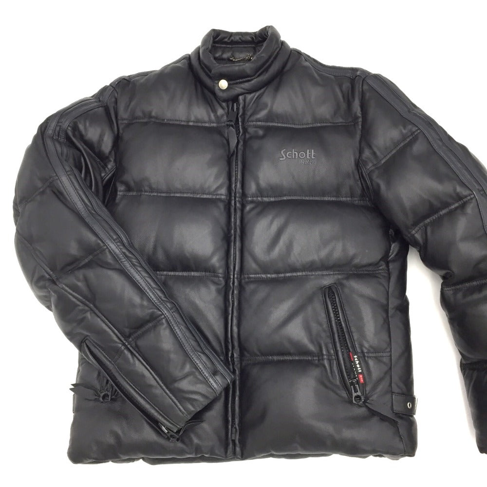 schott (ショット) ダウンジャケット schott　ラムレザーダウンジャケット　ライダースジャケット　ブラック　L　3141023 美品