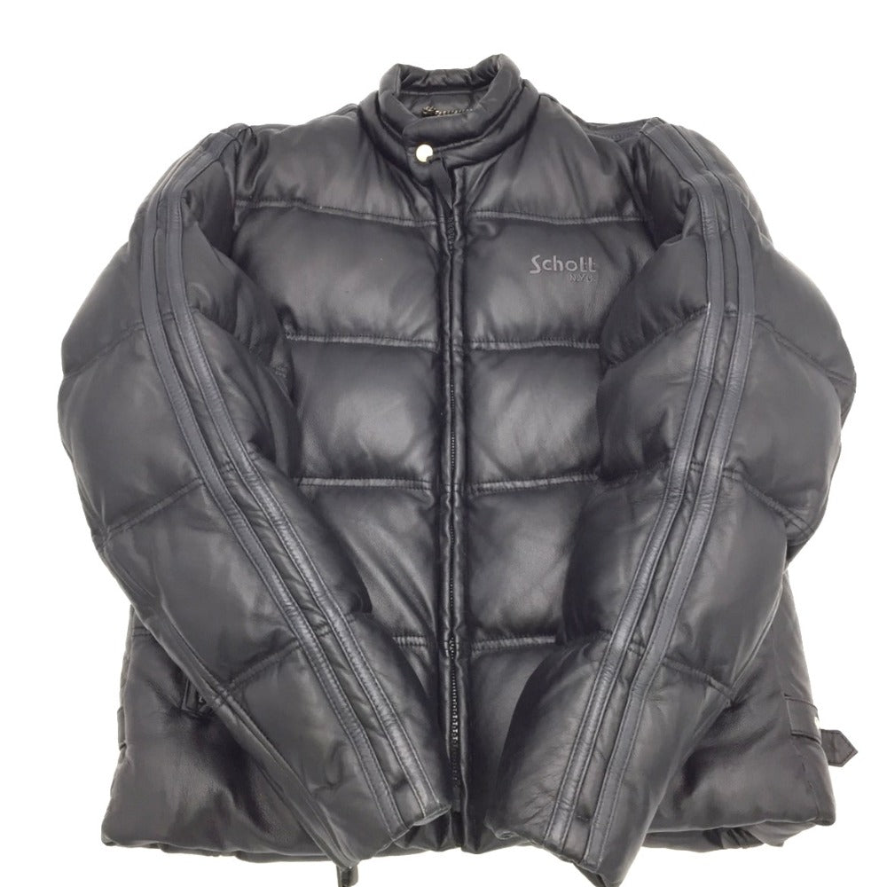 schott (ショット) ダウンジャケット schott　ラムレザーダウンジャケット　ライダースジャケット　ブラック　L　3141023 美品