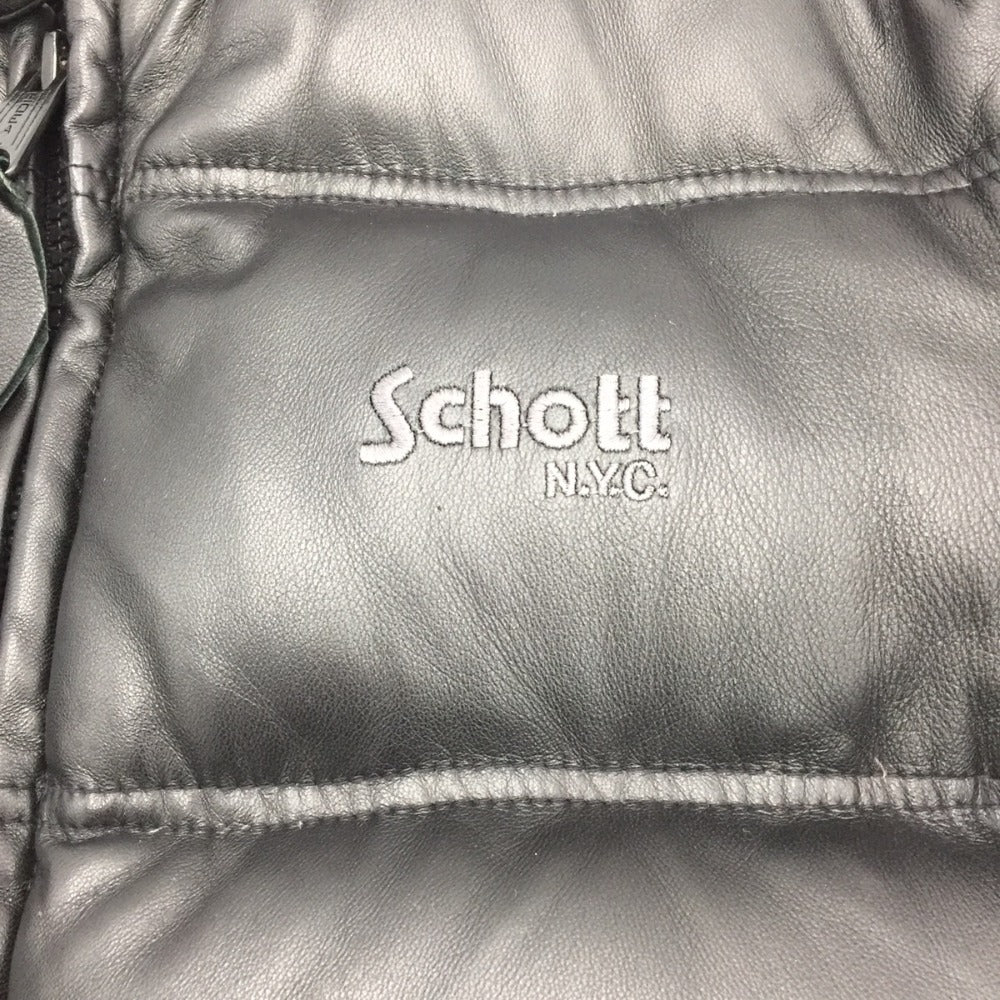 schott (ショット) ダウンジャケット schott　ラムレザーダウンジャケット　ライダースジャケット　ブラック　L　3141023 美品