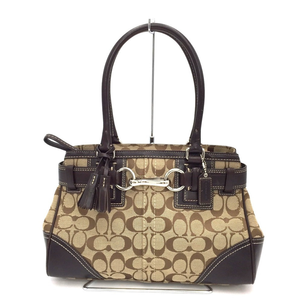 COACH (コーチ) ハンドバッグ COACH　ハンプトンズ シグネチャー　ハンドバッグ　トートバッグ　10245　ブラウン 美品