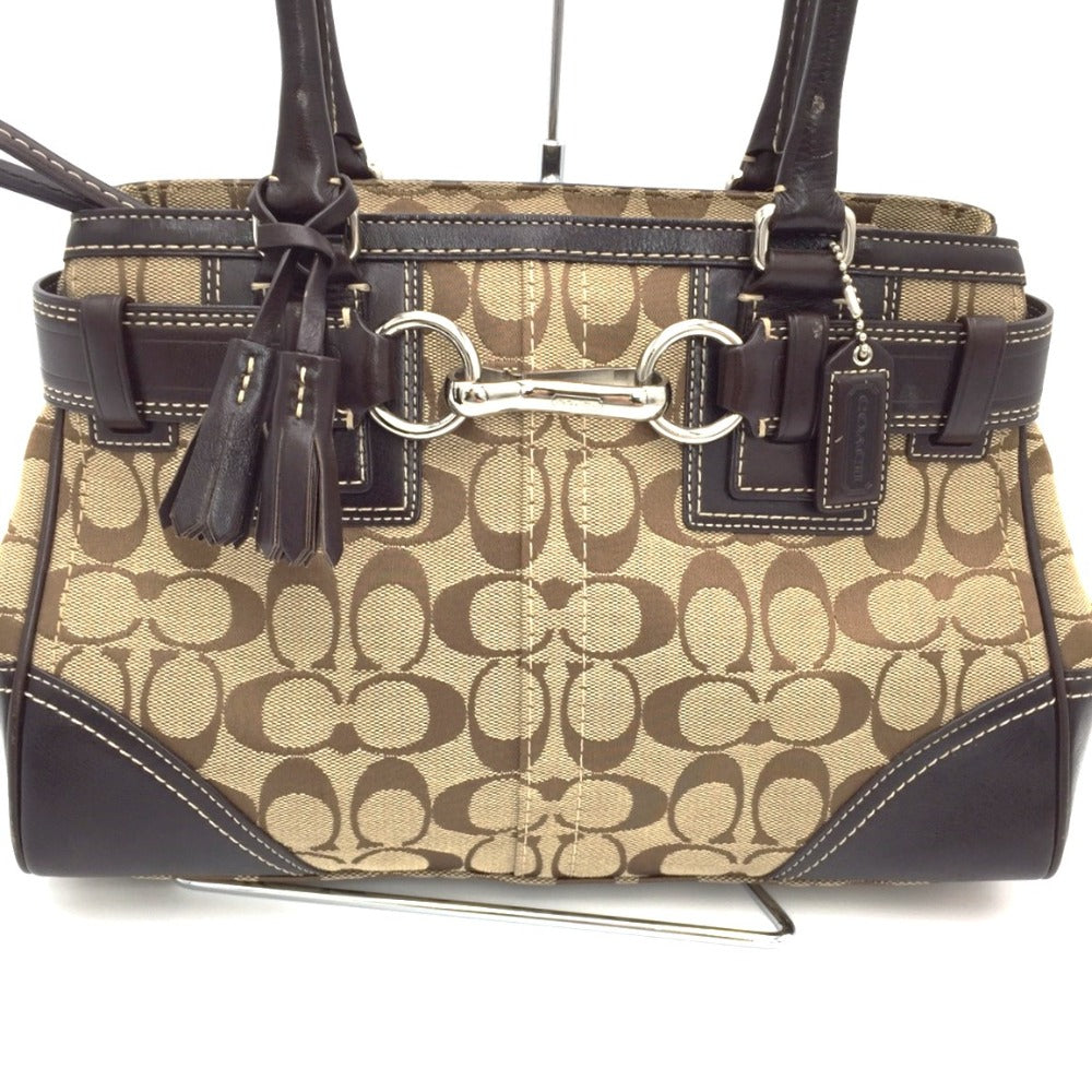COACH (コーチ) ハンドバッグ COACH　ハンプトンズ シグネチャー　ハンドバッグ　トートバッグ　10245　ブラウン 美品