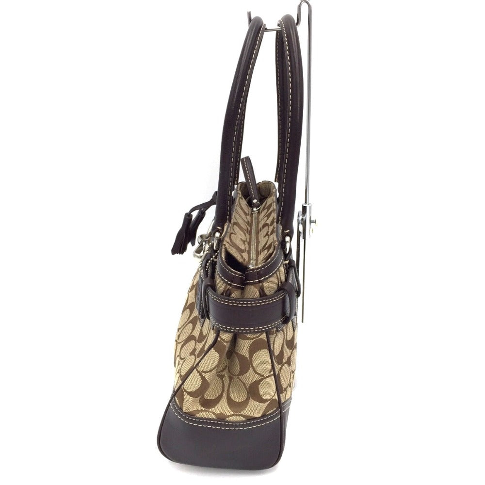 COACH (コーチ) ハンドバッグ COACH　ハンプトンズ シグネチャー　ハンドバッグ　トートバッグ　10245　ブラウン 美品
