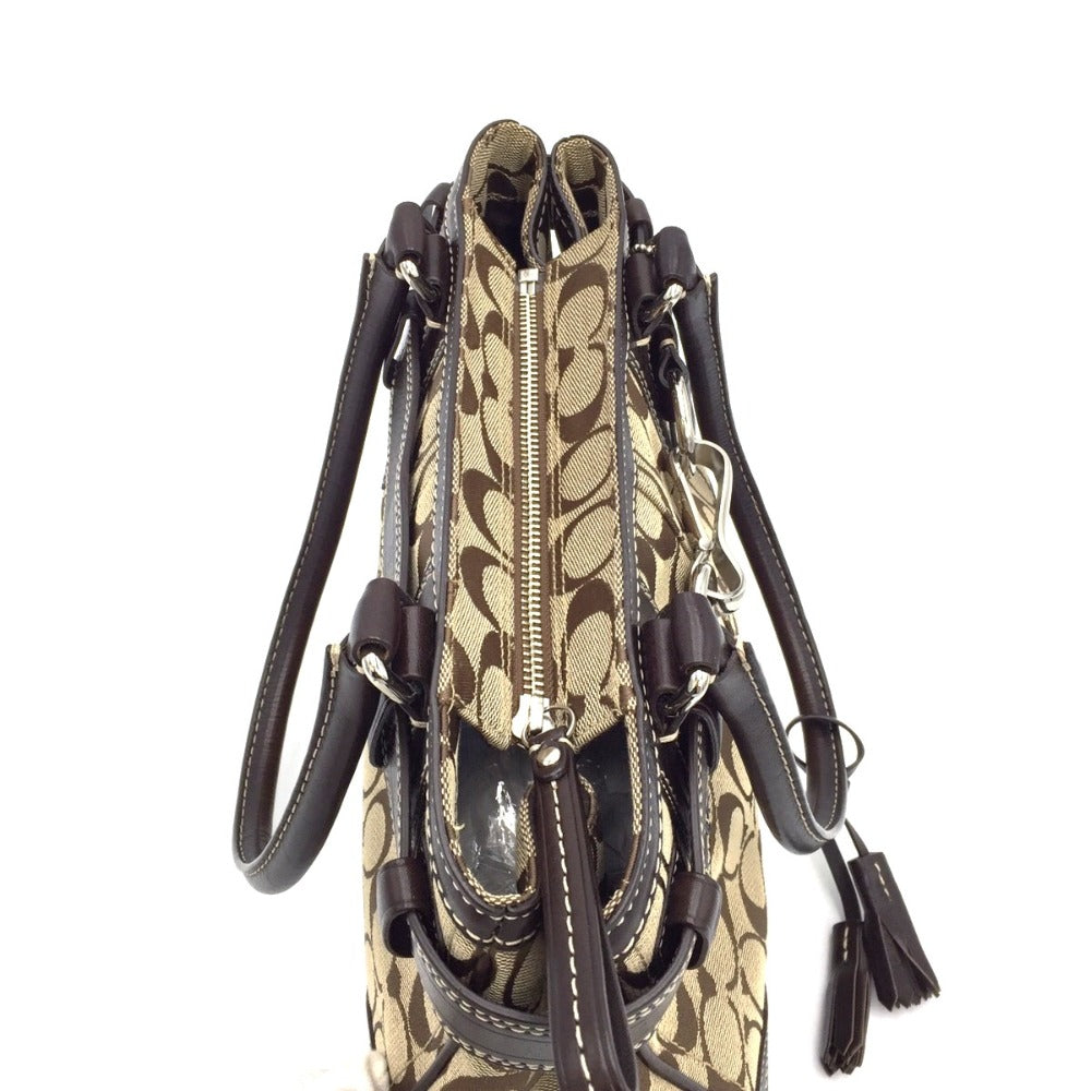 COACH (コーチ) ハンドバッグ COACH　ハンプトンズ シグネチャー　ハンドバッグ　トートバッグ　10245　ブラウン 美品
