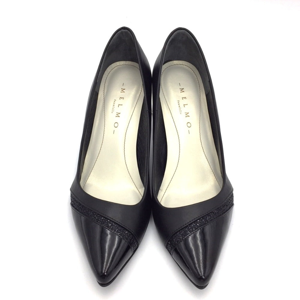 MELMO (メルモ) パンプス MELMO　ポインテッド トゥ 素材コンビ　パンプス　ブラックコンビ　23.5cm　7293 長さ22.5cm 未使用品