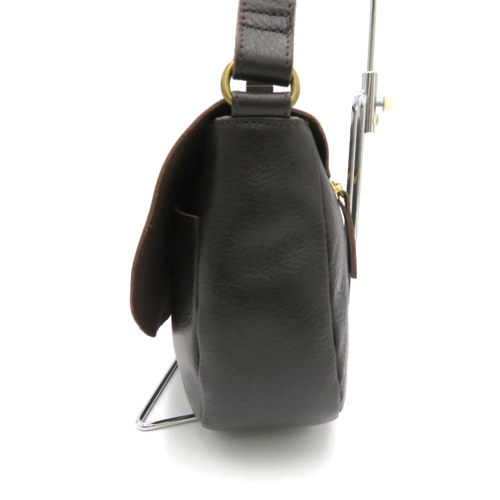 LILY (リリー) ショルダーバッグ LILY　レザーショルダーバッグ　ダークブラウン 美品