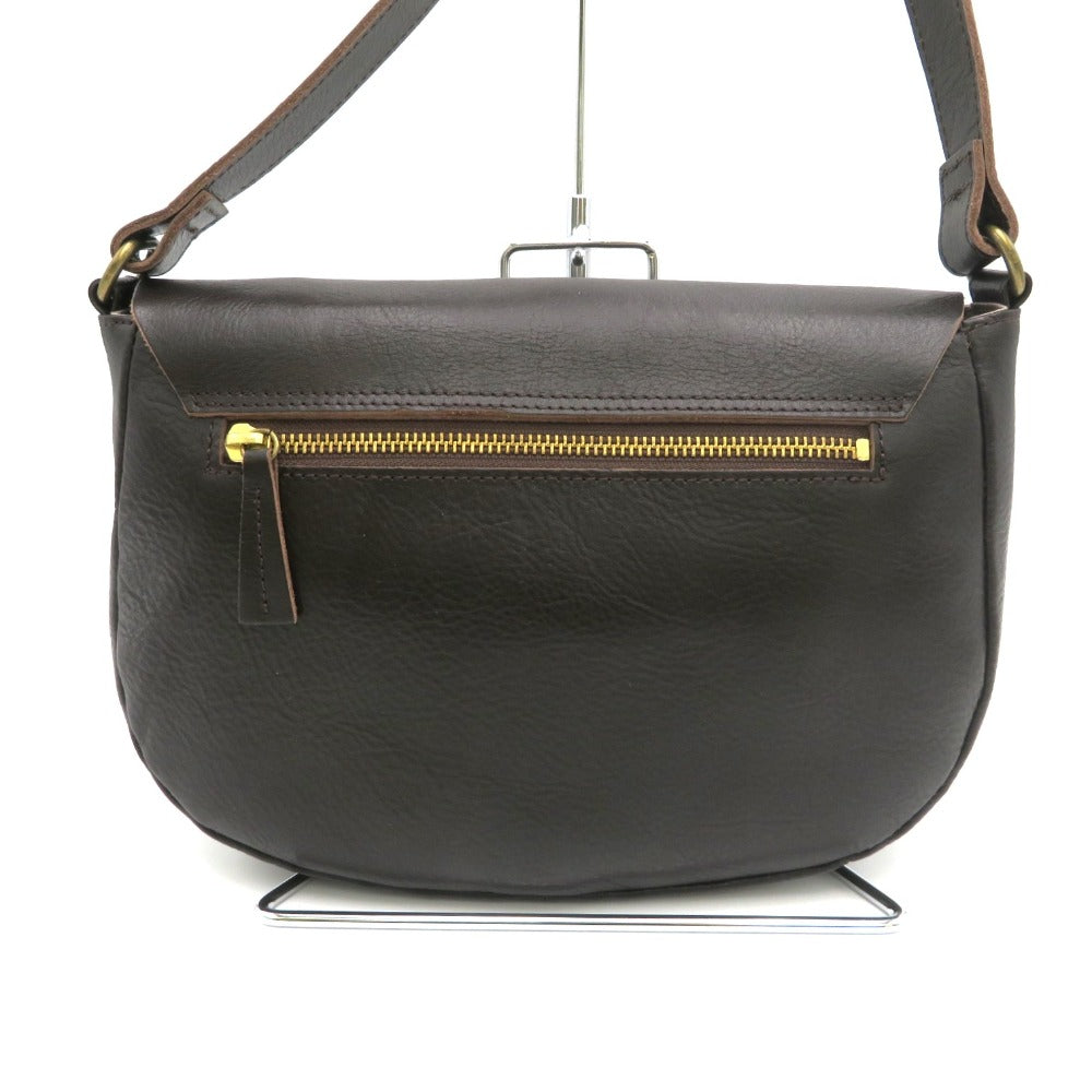 LILY (リリー) ショルダーバッグ LILY　レザーショルダーバッグ　ダークブラウン 美品