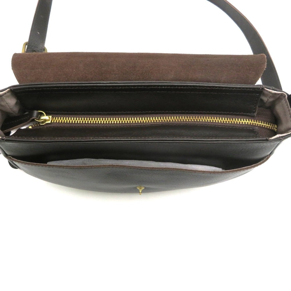 LILY (リリー) ショルダーバッグ LILY　レザーショルダーバッグ　ダークブラウン 美品