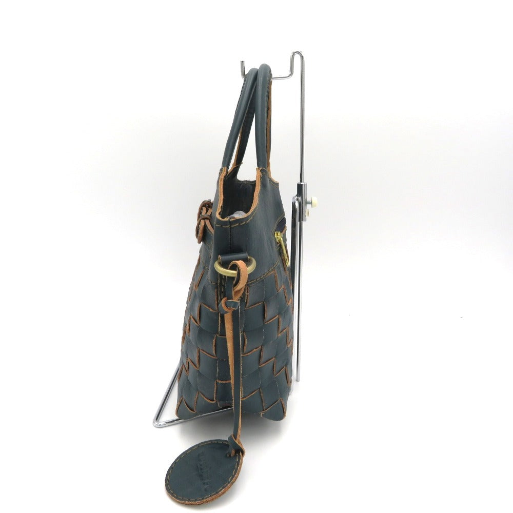 zucchero filato (ズッケロ フィラート) ハンドバッグ Zucchero filato　カウレザー 2wayメッシュハンドバッグ　48820　グリーン 美品