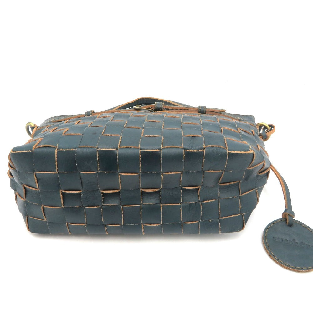 zucchero filato (ズッケロ フィラート) ハンドバッグ Zucchero filato　カウレザー 2wayメッシュハンドバッグ　48820　グリーン 美品
