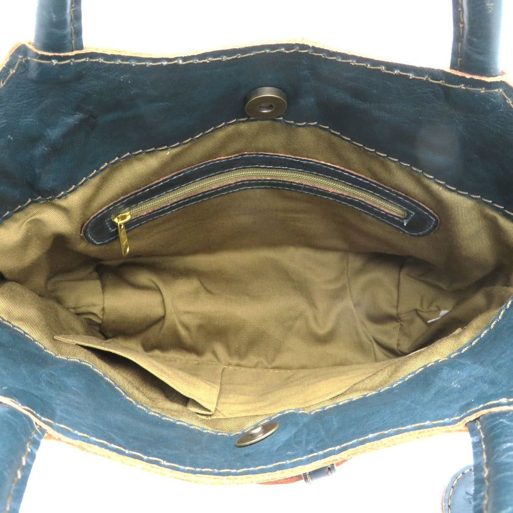 zucchero filato (ズッケロ フィラート) ハンドバッグ Zucchero filato　カウレザー 2wayメッシュハンドバッグ　48820　グリーン 美品