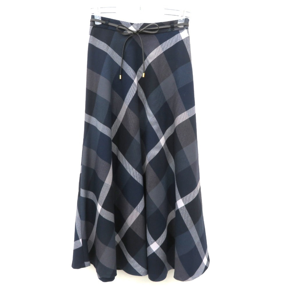 BLUE LABEL CRESTBRIDGE (ブルーレーベルクレストブリッジ) ロングスカート BLUE LABEL CRESTBRIDGE ロングスカート ウール　38　ブルーチェック　55S61-261-29 美品