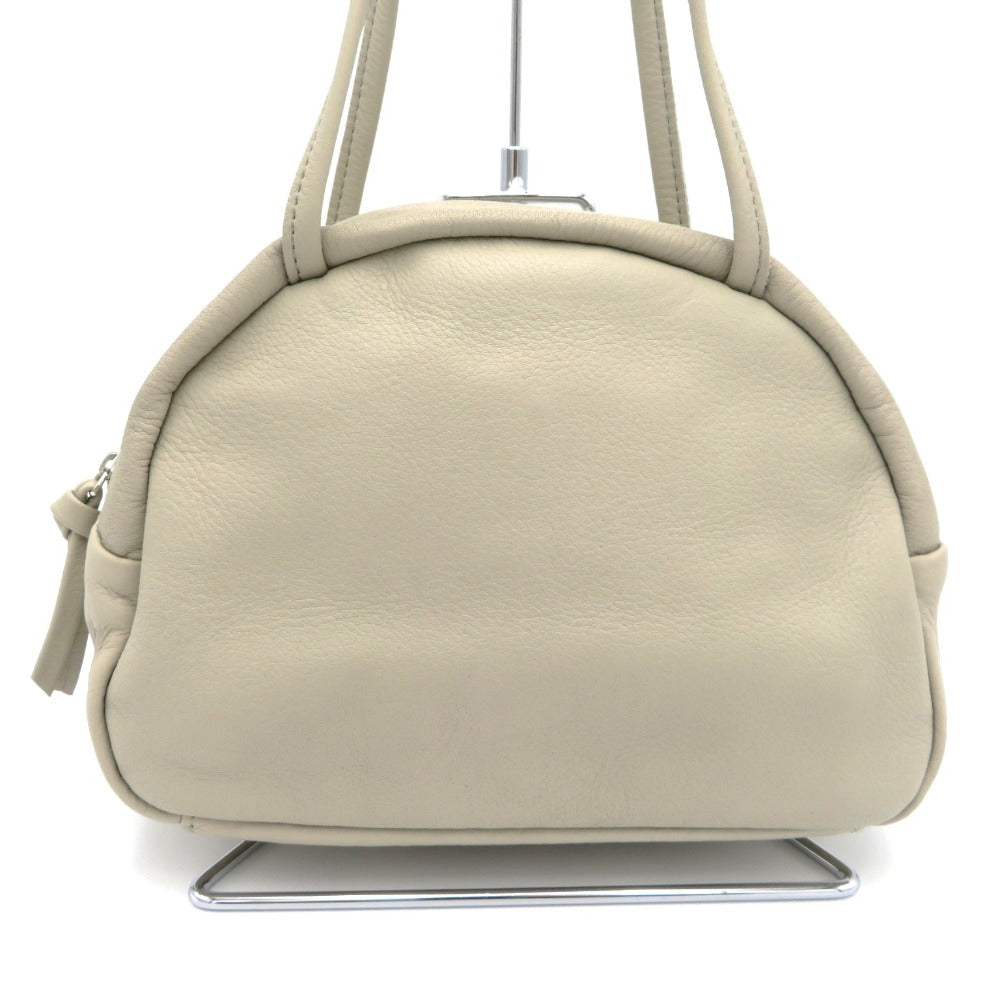 deux C (ドゥセー) ハンドバッグ deux C　ドゥ・セー　レザーボストンバッグ　S　ライトグレー 美品