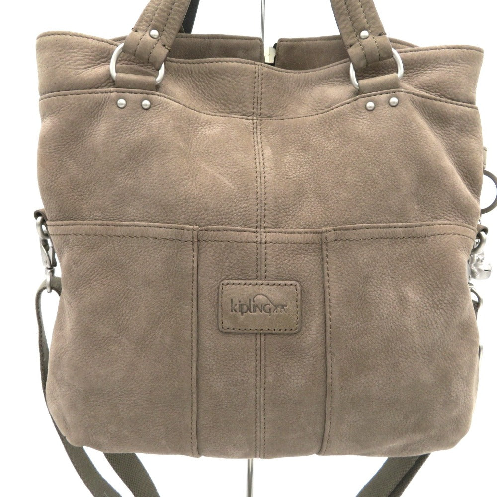 Kipling (キプリング) トートバッグ KIPLING　2wayレザーショルダートートバッグ　グレーベージュ 美品
