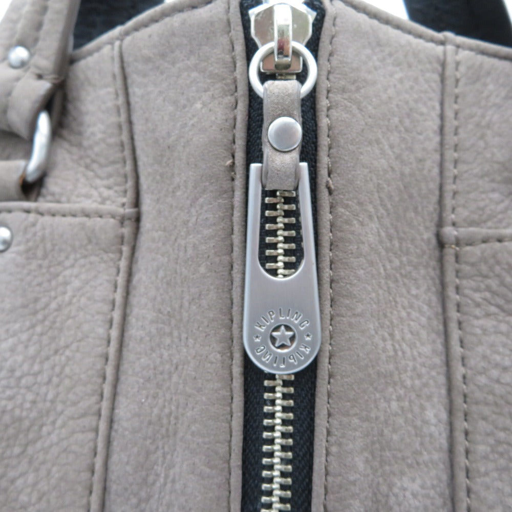 Kipling (キプリング) トートバッグ KIPLING　2wayレザーショルダートートバッグ　グレーベージュ 美品