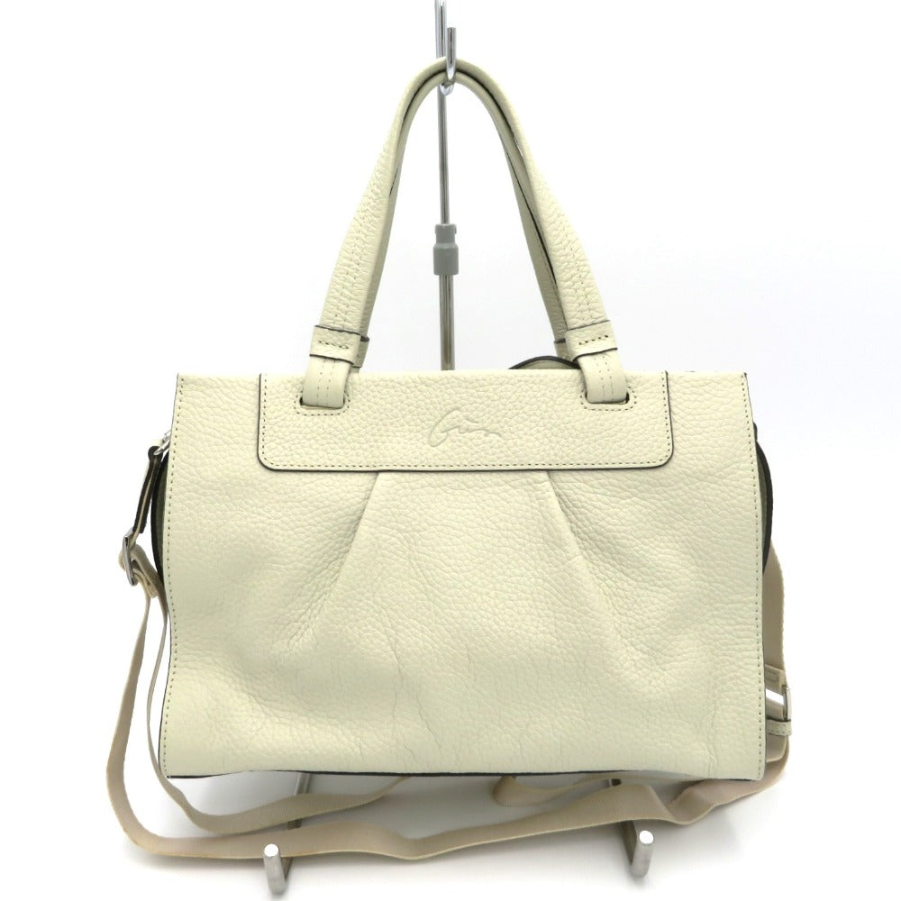 GRES (グレ) ハンドバッグ GRES　2way　レザーハンドバッグ　ホワイト 美品