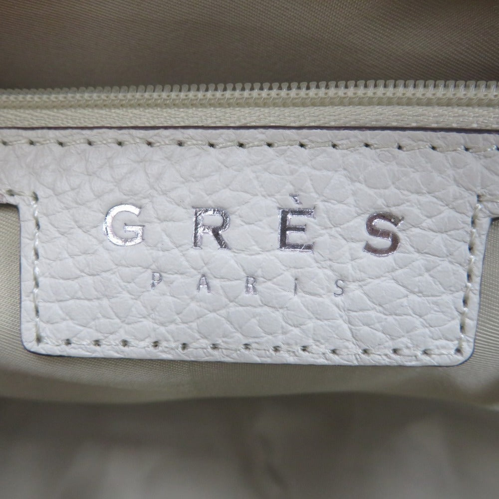GRES (グレ) ハンドバッグ GRES　2way　レザーハンドバッグ　ホワイト 美品