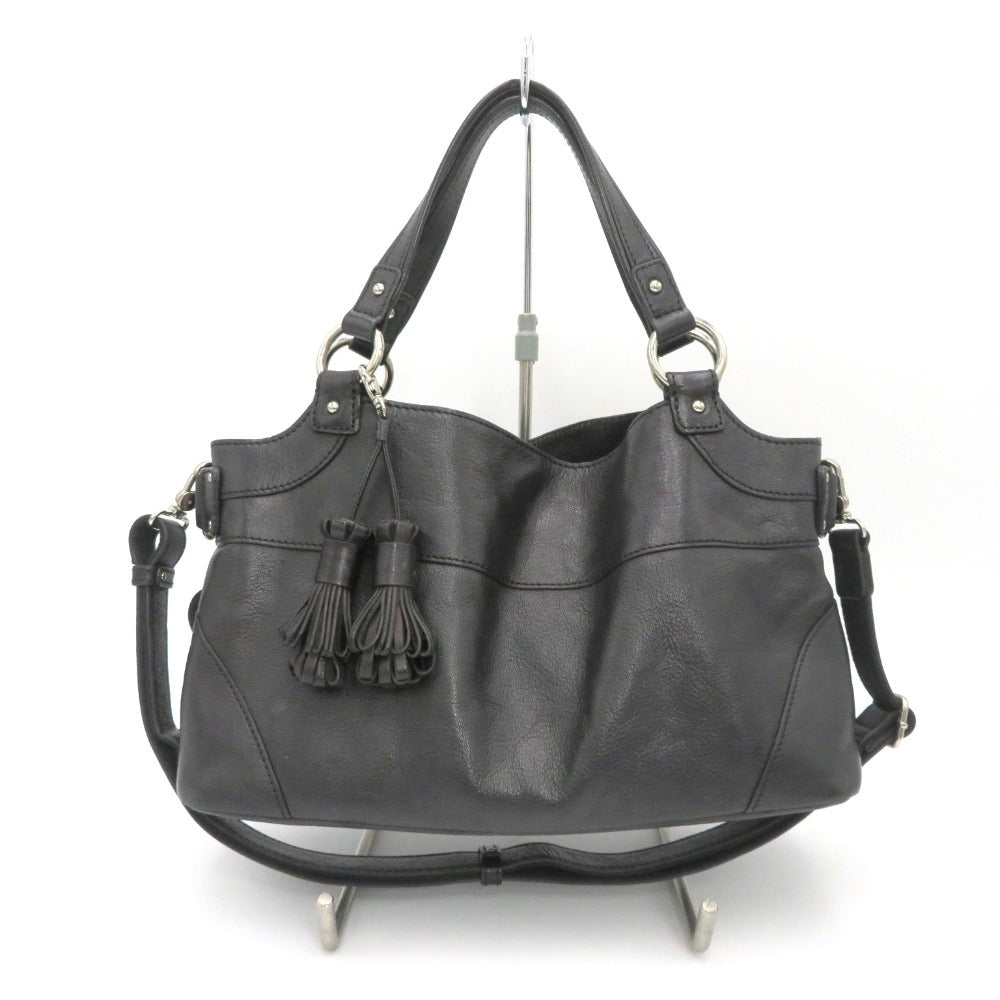 ESTINE (エスティーヌ) ハンドバッグ ESTINE　2way レザーハンドバッグ　ブラック