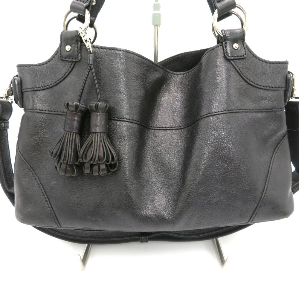 ESTINE (エスティーヌ) ハンドバッグ ESTINE　2way レザーハンドバッグ　ブラック
