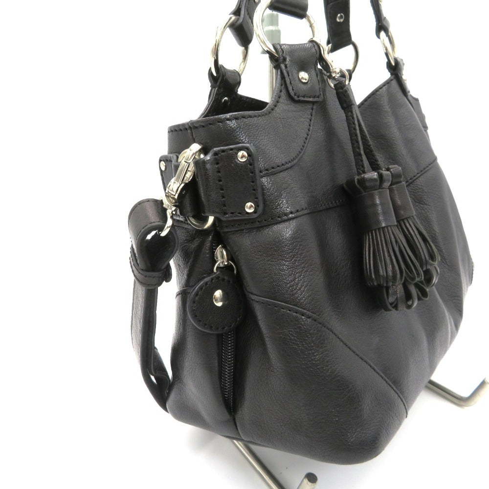 ESTINE (エスティーヌ) ハンドバッグ ESTINE　2way レザーハンドバッグ　ブラック