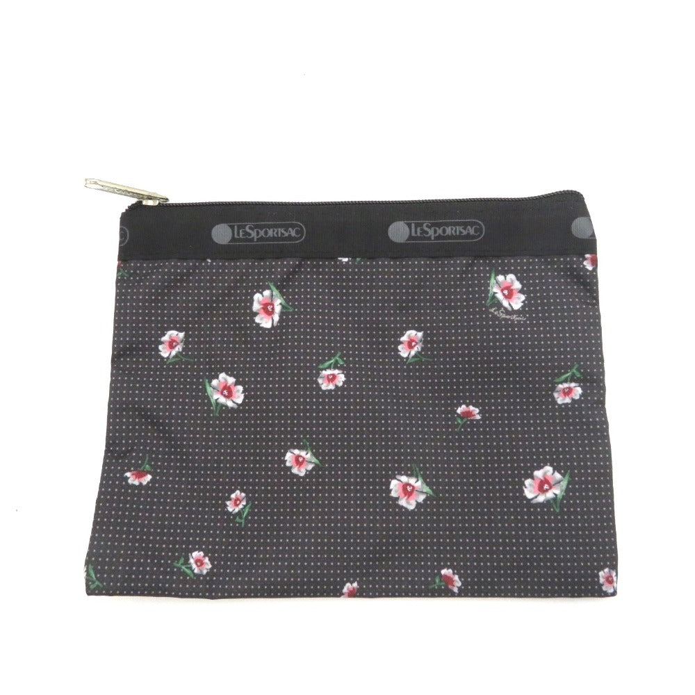 LeSportsac (レスポートサック) トートバッグ Lesportsac　EVER TOTE　2wayトートバッグ　ブラック　小花柄　同柄ポーチ付き　3802 美品