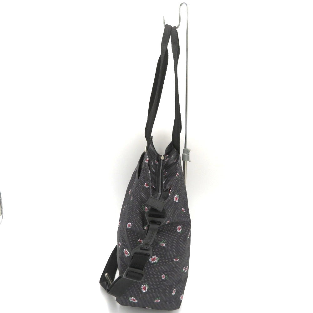 LeSportsac (レスポートサック) トートバッグ Lesportsac　EVER TOTE　2wayトートバッグ　ブラック　小花柄　同柄ポーチ付き　3802 美品