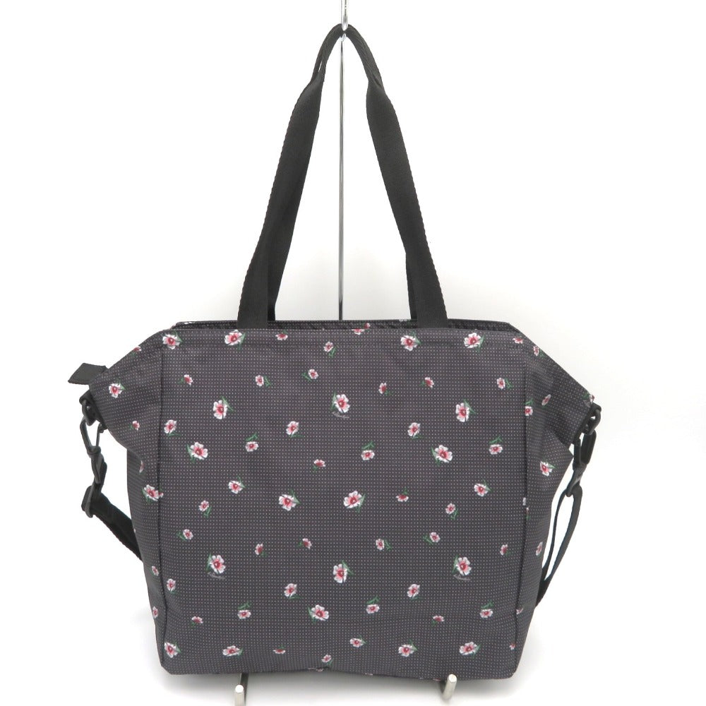 LeSportsac (レスポートサック) トートバッグ Lesportsac　EVER TOTE　2wayトートバッグ　ブラック　小花柄　同柄ポーチ付き　3802 美品