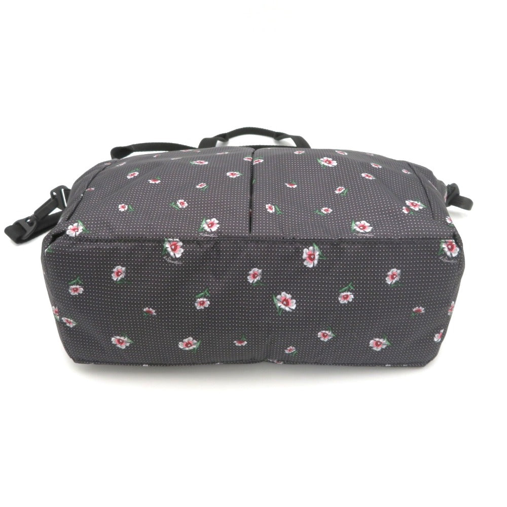 LeSportsac (レスポートサック) トートバッグ Lesportsac　EVER TOTE　2wayトートバッグ　ブラック　小花柄　同柄ポーチ付き　3802 美品