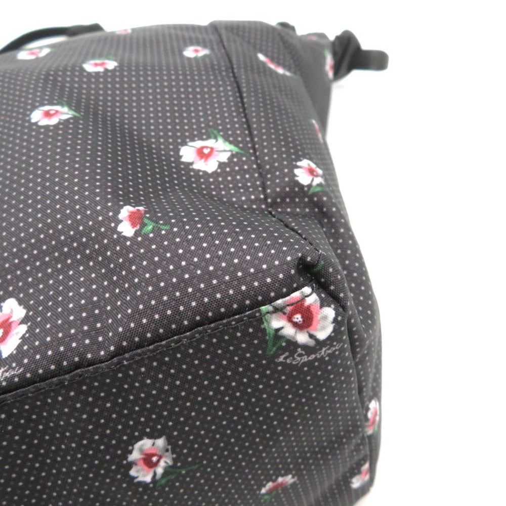 LeSportsac (レスポートサック) トートバッグ Lesportsac　EVER TOTE　2wayトートバッグ　ブラック　小花柄　同柄ポーチ付き　3802 美品