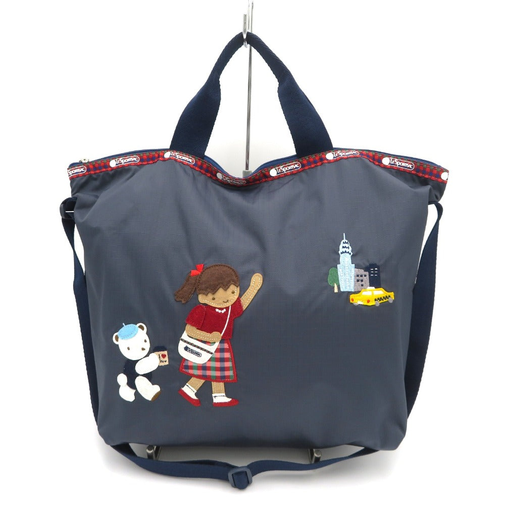 ファミリア トートバッグ Familiar×Lesportsac　2wayトートバッグ　ネイビー 美品