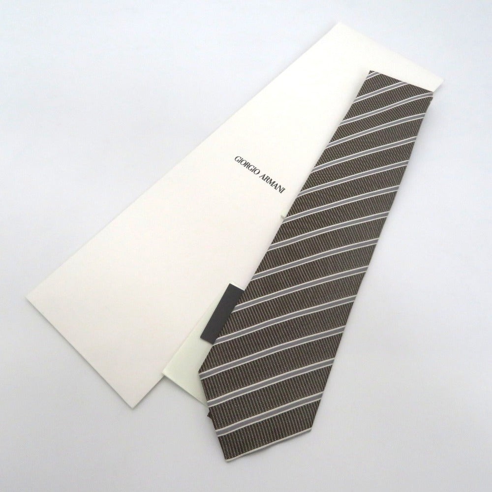 ARMANI COLLEZIONI (アルマーニコレッツォーニ) ネクタイ ARMANI COLLEZIONI　ネクタイ　レジメンタルストライプ　350021　ブラウン×グレー 長さ140cm 未使用品