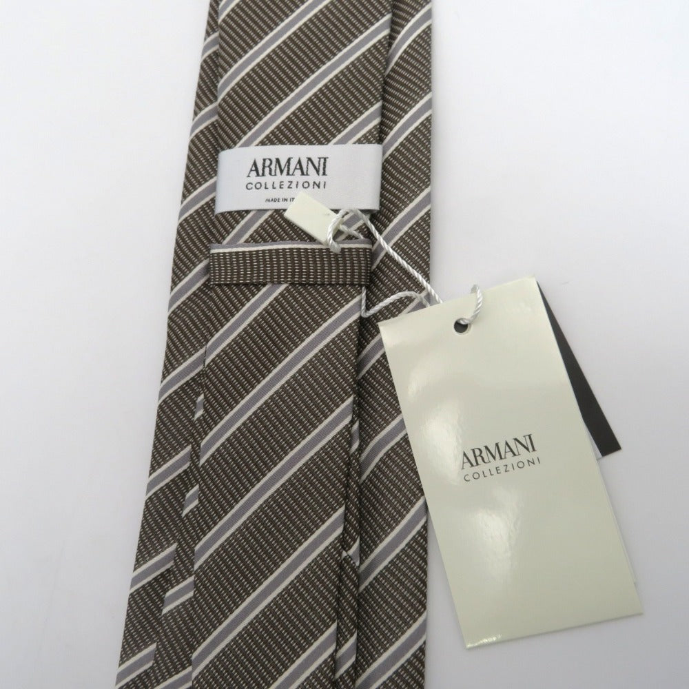 ARMANI COLLEZIONI (アルマーニコレッツォーニ) ネクタイ ARMANI COLLEZIONI　ネクタイ　レジメンタルストライプ　350021　ブラウン×グレー 長さ140cm 未使用品