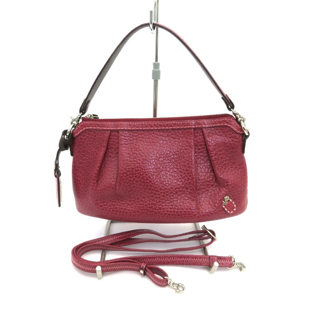 PELLE BORSA (ペレボルサ) ショルダーバッグ PELLE BORSA　2wayレザーショルダーバッグ　ボルドー　レッド 美品
