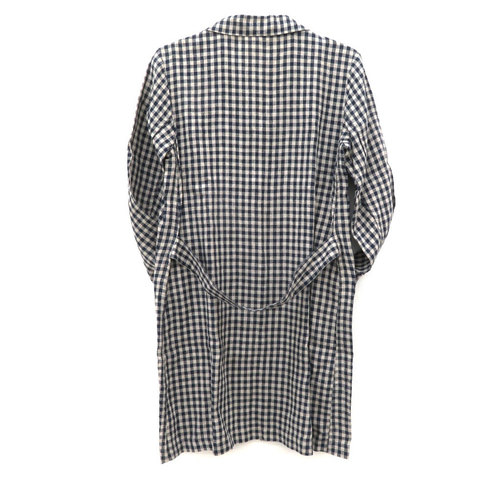 ARMEN (アーメン) ステンカラーコート ARMEN　リネン ステンカラーコート　1　チェック　ネイビー×ナチュラル　NAM1102LC 未使用品