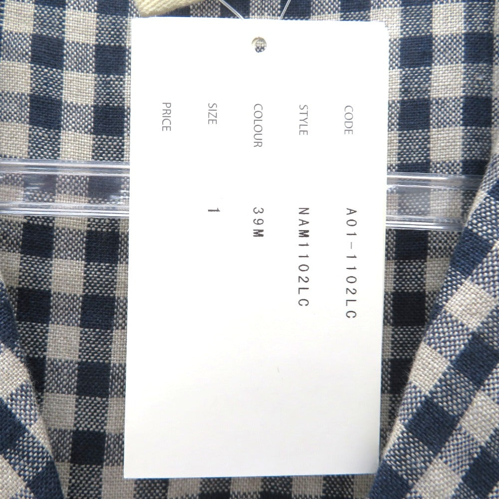 ARMEN (アーメン) ステンカラーコート ARMEN　リネン ステンカラーコート　1　チェック　ネイビー×ナチュラル　NAM1102LC 未使用品