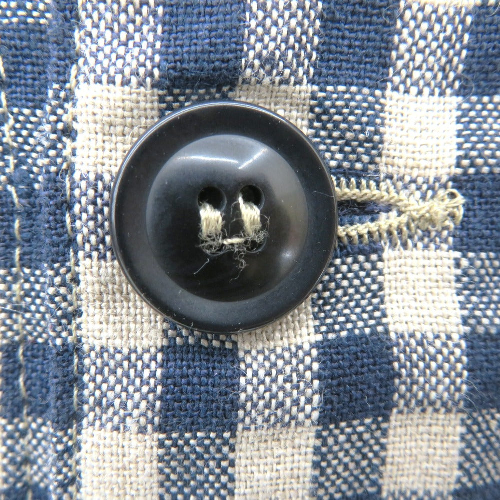 ARMEN (アーメン) ステンカラーコート ARMEN　リネン ステンカラーコート　1　チェック　ネイビー×ナチュラル　NAM1102LC 未使用品