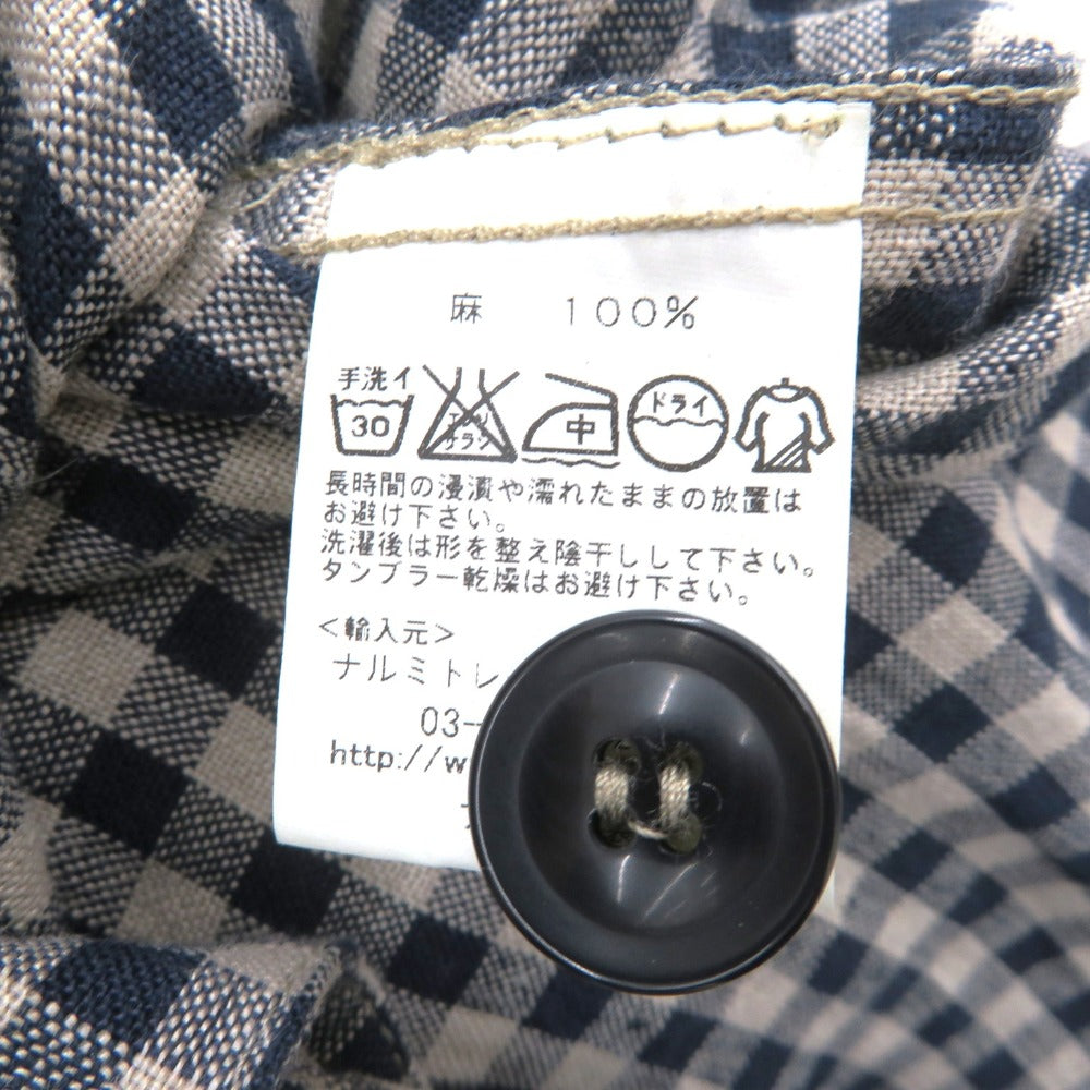 ARMEN (アーメン) ステンカラーコート ARMEN　リネン ステンカラーコート　1　チェック　ネイビー×ナチュラル　NAM1102LC 未使用品
