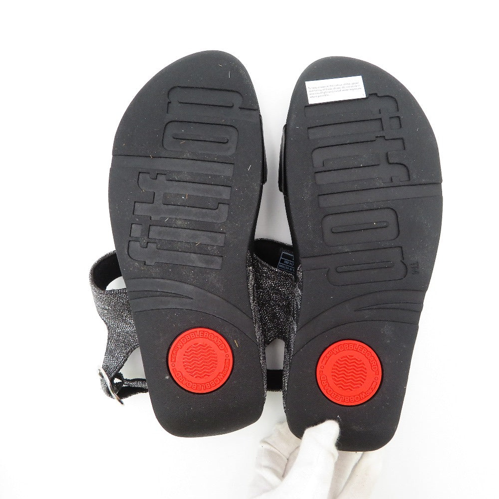 FitFlop (フィットフロップ) サンダル fitflop  サンダル　LULU GLITTER BACK-STRAP SANDALS　24.0cm　ブラック　ET4-0909 長さ25cm 美品