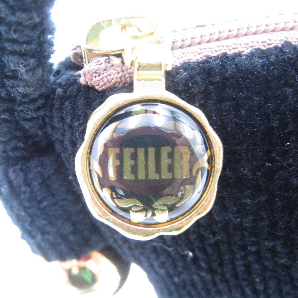 FEILER (フェイラー) ショルダーバッグ FEILER　ショルダーバッグ　ローズ　バラ　ブラック 美品