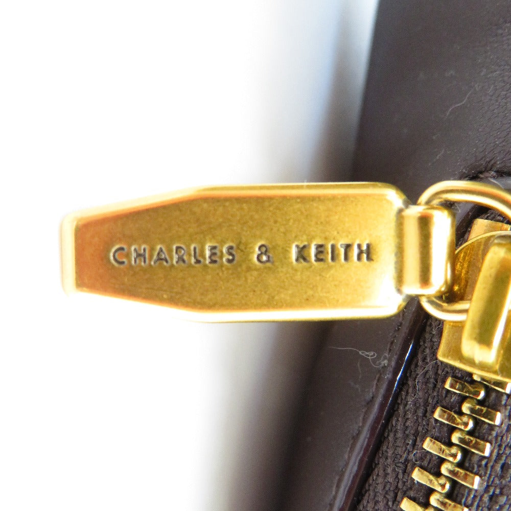 CHARLES＆KEITH (チャールズ＆キース) ショルダーバッグ CHARLES＆KEITH　Edna エドナ トートバッグ　ブラウン（ポーチ付）CK2-40270966-1 美品