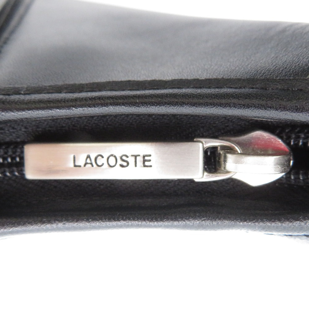 LACOSTE (ラコステ) ショルダーバッグ LACOSTE　ワンショルダーバッグ　レザー　ブラック 美品