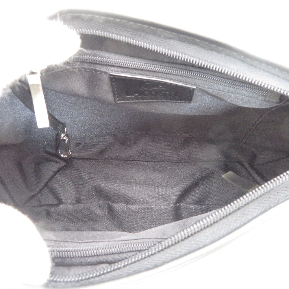 LACOSTE (ラコステ) ショルダーバッグ LACOSTE　ワンショルダーバッグ　レザー　ブラック 美品